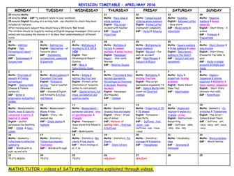 Year 6 Revision Timetable