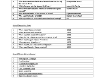 American A Level History Quiz (In Search of the American Dream)