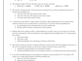 Poisson Distribution Worksheet & Answers