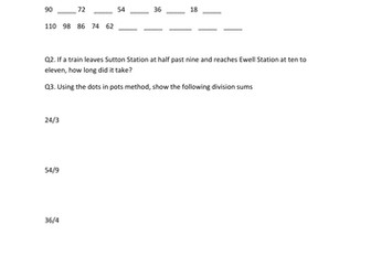 Year 3 Maths .....Mixed Topics  Worksheet( Answers Included)