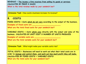 Profit GCSE Business Finance Topic
