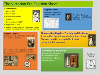 ALN Victorian Era revision sheet 