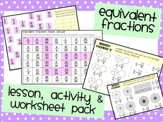 Equivalent Fractions Lesson & Activity Pack