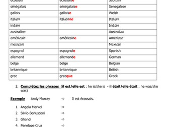 Les nationalités - Nationalities