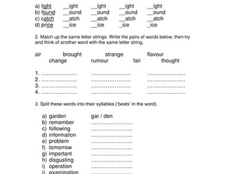 Year 7 Spelling Sheets