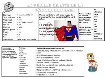 French pronunciation placemat / quick reference guide