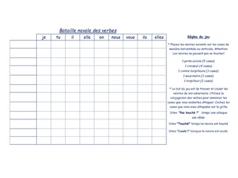 Battleship with verb conjugation