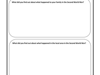 Interview a family member WW2 writing frame