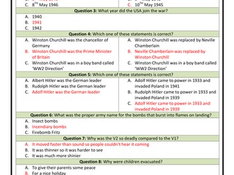 Big Second World War / WW2  quiz with 30 multiple choice questions