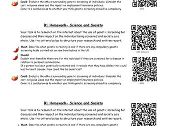 B1 You and Your Genes OCR 21st Century Science (2016) Homeworks