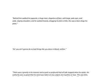 GCSE or Nat 5 OMAM Revision - Identify and analyse Steinbeck's techniques and sample questions