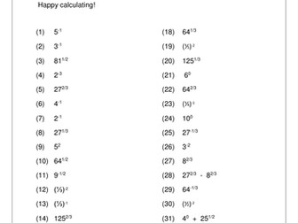 Indices; Negative and Fractional Powers