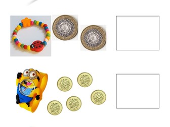 Money - coin recognition - how much does each item cost? 