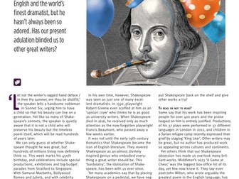 Exploring William Shakespeare's work through news in the wider world