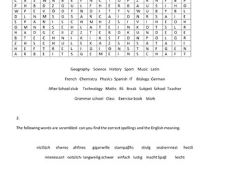 Schule- beginners pack for cover/revision/homework