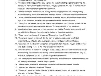 essay questions for hamlet