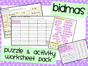 Bidmas Activities & Puzzles