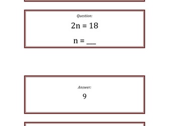 Treasure hunt - KS3 solving equations (1 and 2 step) and simple machines 