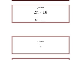 Treasure hunt - KS3 solving equations (1 and 2 step) and simple machines 