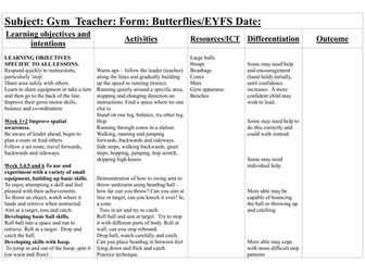 EYFS Gym - lessons to develop gross and fine motor skills
