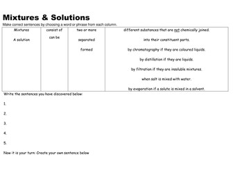 Mixtures and Solutions- KS3