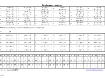 Simultaneous equations - coded message