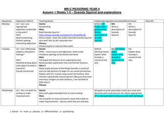 Year 4 Explanation Texts Planning (using Scaredy Squirrel)