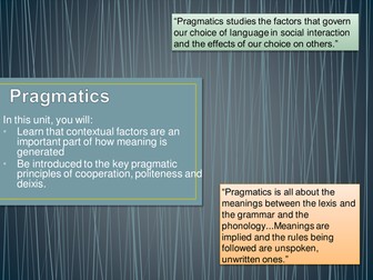 AQA AS English Language Paper 1: Language and the Individiual - Pragmatics