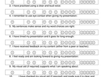 Pre Spoken Presentation Reflection Worksheet