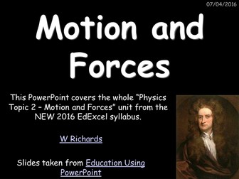 EdExcel 2016 GCSE Physics topic 2 - Motion and Forces