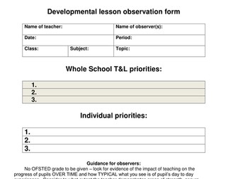 Developmental lesson observation form