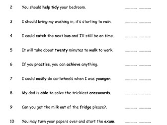 Deciding whether words in bold are nouns, verbs, adjectives or adverbs - worksheet