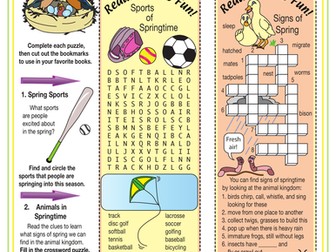 Spring Sports and Animals Puzzling Bookmarks