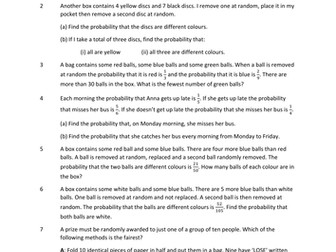 Tree Diagrams - Challenging and Extension Problems