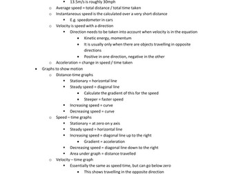 OCR 21st Century P4 Explaining Motion summary