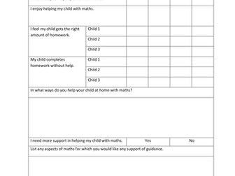 Mathematics Parent Questionnaire