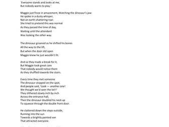 Narrative Poetry - Maggie and the Dinosaur comprehension and answers KS2 Year 4/5