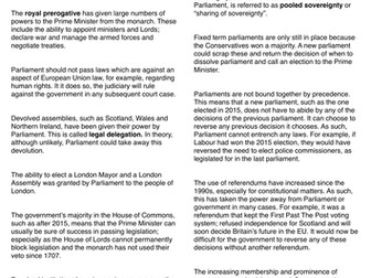 Where does sovereignty lay in British government and politics?