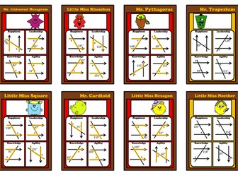 Maths Mr Men Angles in Parallel Lines Differentiated Top Trumps