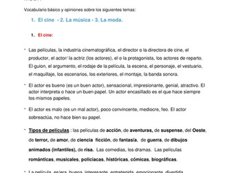 Vocabulary revision on the AS topic Popular Culture  (cinema, music and fashion)