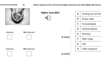 Medio ambiente, past AQA listening papers