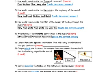 Year 7 Musical Elements and Notation Assessment