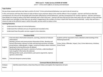 Level 2 Public Services - Unit 7 Crime and Its Effects on Society - Full SOW & Resources