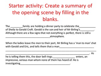 An Inspector Calls outstanding lesson