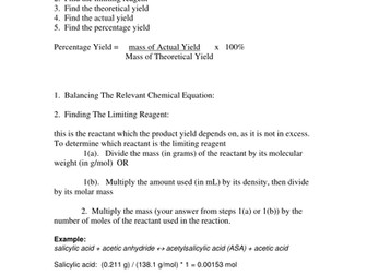 Theoretical and percentage yield