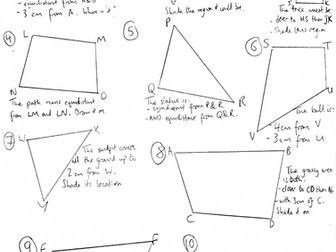 Loci & regions - GCSE-style questions worksheet
