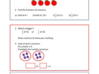 Halves of amounts- fluency, reasoning and problem solving