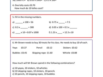 Multiplying numbers by 10- fluency, reasoning and problem solving