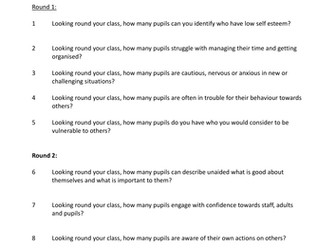 TRANSITION PLANNING QUIZ - Year 6 TEACHER'S ONLY! 