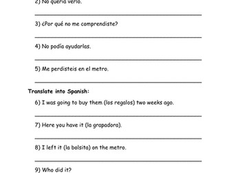Direct object pronouns worksheet